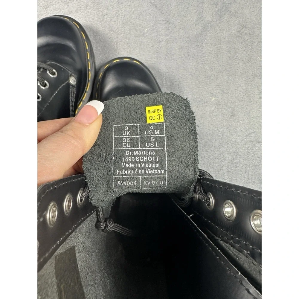 Dr Martens x Schott 1490 10 Eye Boots Black Leather US 5 Ltd Release Discont'd
